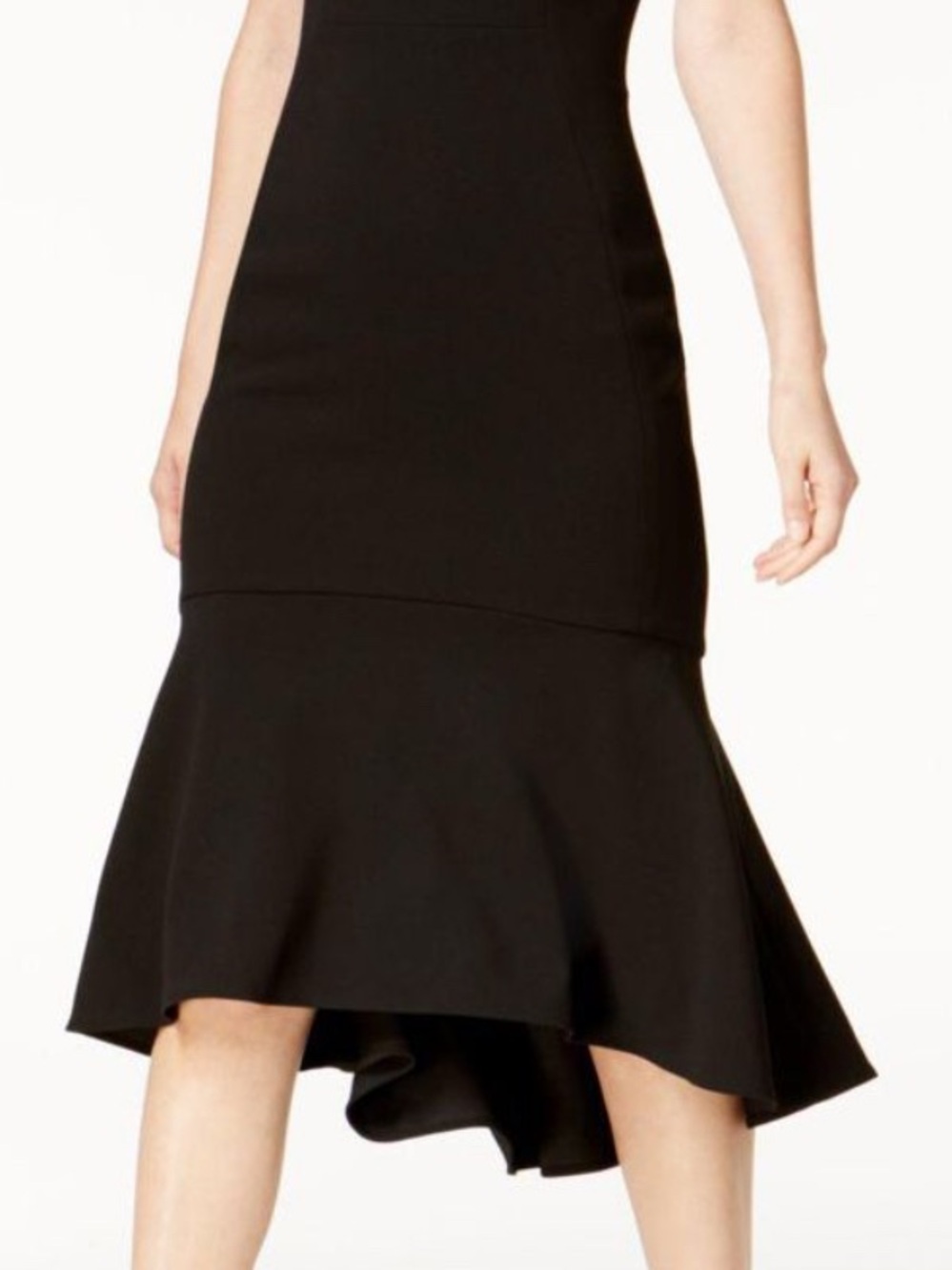 Calvin Klein navy sleeveless ruffle-hem midi dress